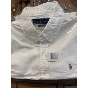 NWT Ralph Lauren Classic Fit Core Replen White Button Down Shirt Sz M